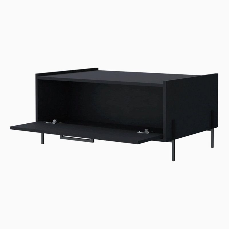 Coffee Table With Flip-Down Door, Black