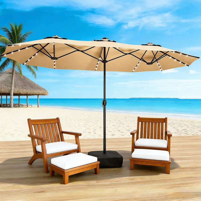 Parasol d'extérieur surdimensionné pour patio - cadre renforcé, base croisée et sac de poids inclus, tissu bloquant les rayons UV teint dans la masse, idéal pour le jardin, la piscine et la cour
