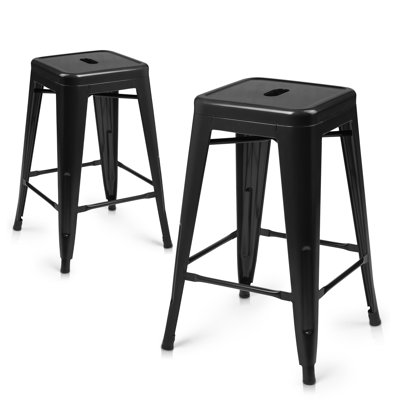 Chaises de salle à manger à hauteur de comptoir et tabouret empilables en métal avec siège carré Jonnae