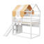 Lit mezzanine double en bois blanc avec glissière, support robuste et sans sommier-116213561