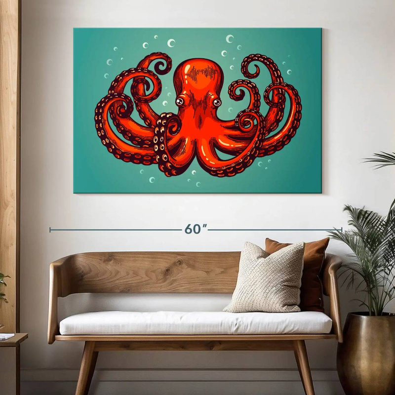 Mighty Red Octopus, 34" H x 51" W
