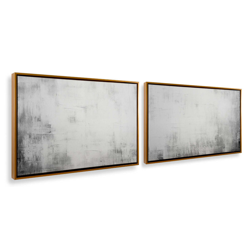 Ensemble de 2 toiles encadrées silencieuses, H 12,75 po x l 37,5 po x P 1,75 po, Cadre flottant or poli