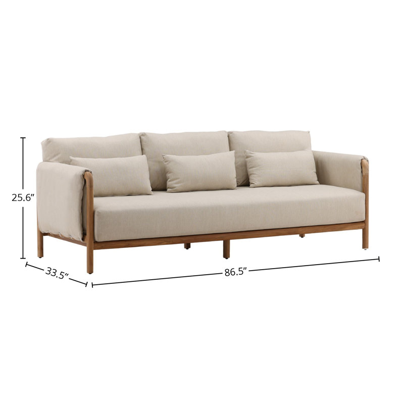 Milburne 87" Wide Outdoor Sofa, Beige