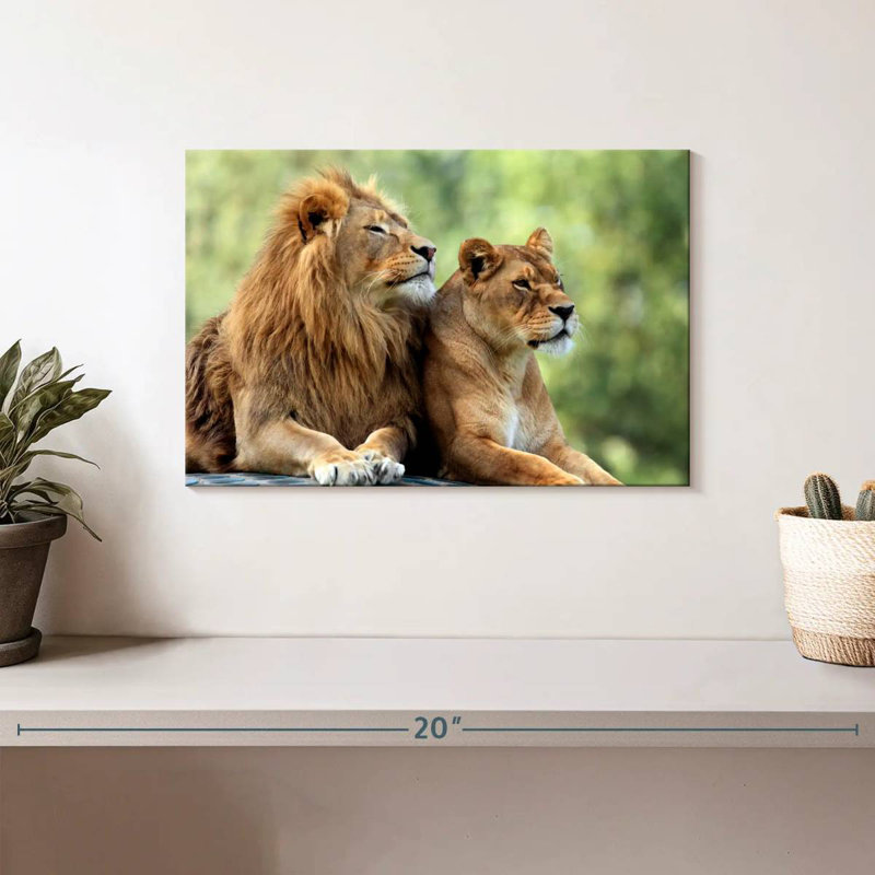 Lion Couple, 8" H x 12" W