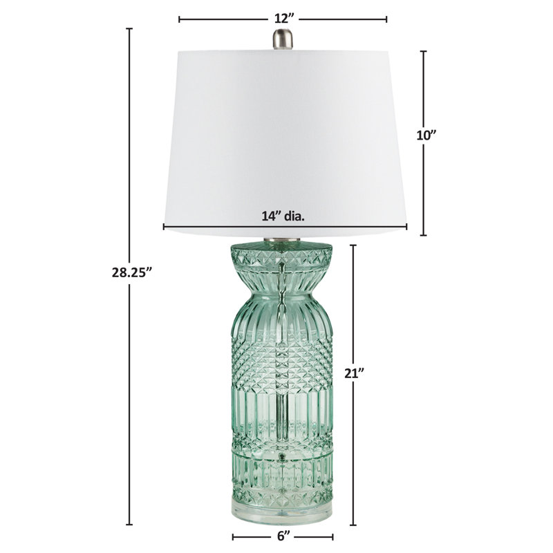 Aqua Blue Textured Glass Table Lamp with White Shade
