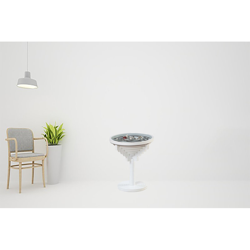 Table de bout Red Barrel Studio® en bois et en verre trempé ultra-élégante et élégante 20 pouces, avec un design Mid-Century moderne, une table de canapé pour le salon, une finition noyer et un assemblage facile