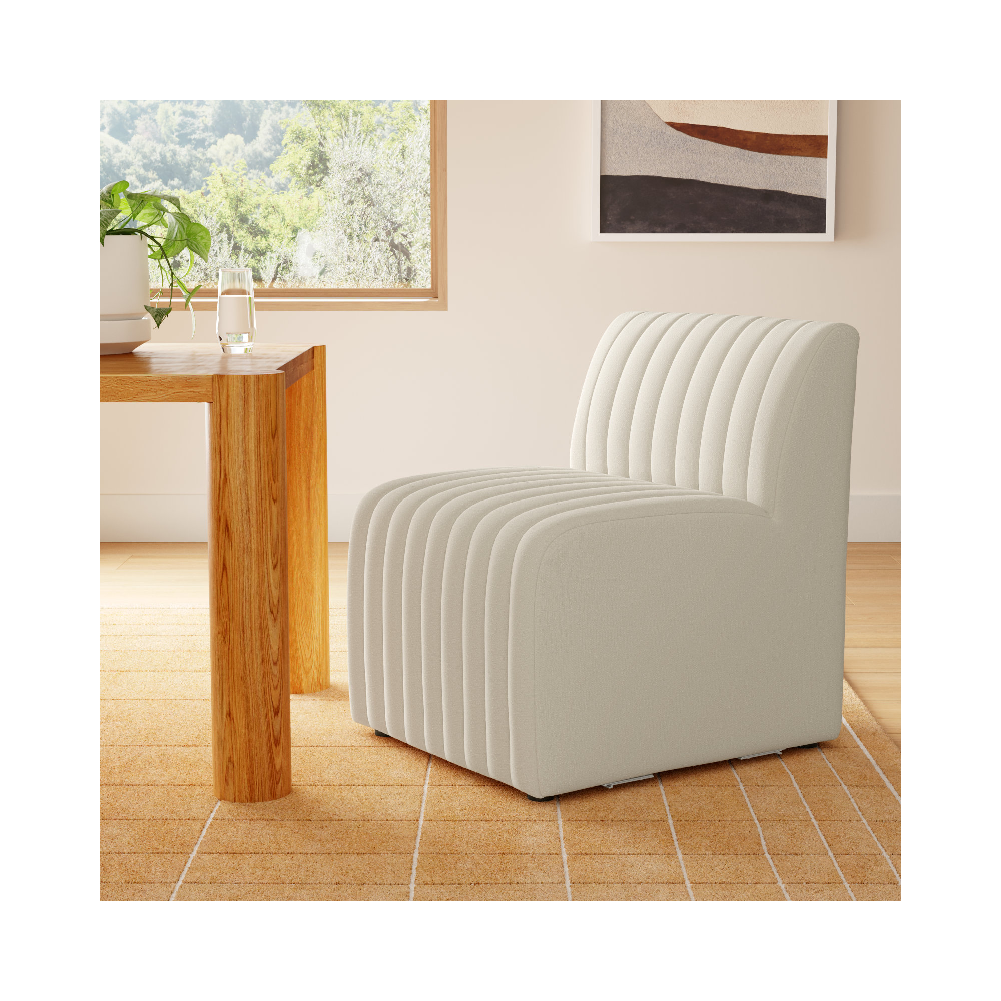 Brandt Dining Chair, Capri Oatmeal Boucle