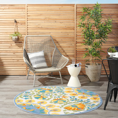 Adalia Floral Green/Yellow/Blue Indoor/Outdoor Area Rug