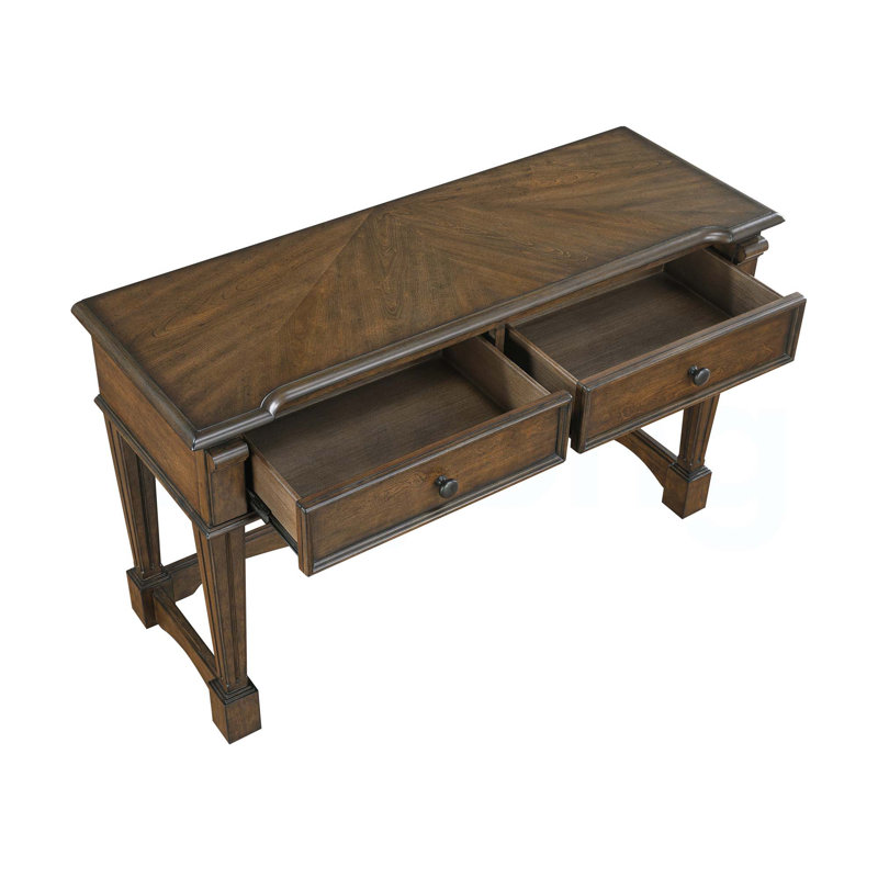 Meuble de salon classique en bois brun classique avec 2 tiroirs et 2 tiroirs