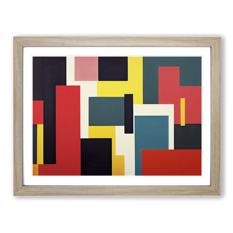 Bauhaus Abstract Vol.6 - Single Picture Frame Print, 46cm H x 64cm W x 2cm D, Oak