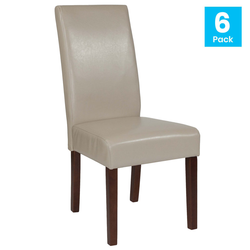 Arruda Upholstered Parsons Chairs-Panel Stitching, Beige, 6