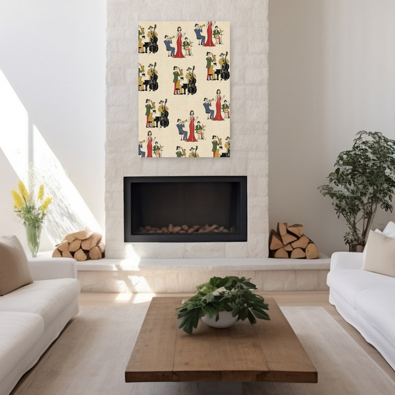 Art mural rétro rétro, H 48 po x l 32 po, Beige