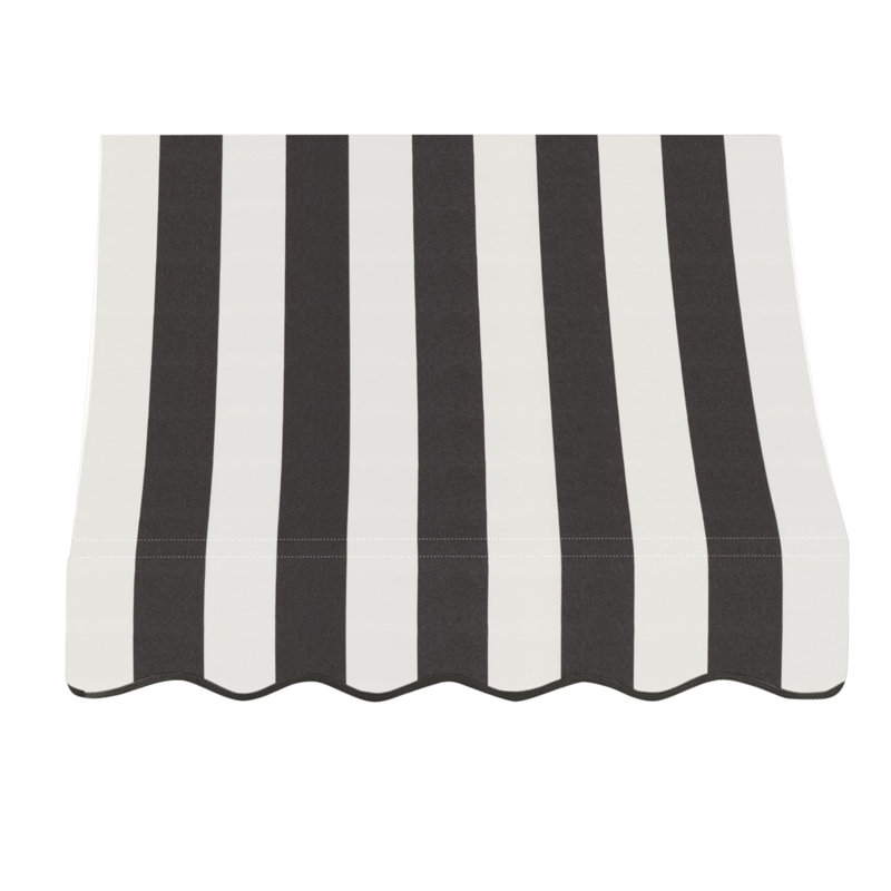 Awntech Nantucket Acrylic Fabric Fixed Awning, 31" H x 88.5" W x 24" D, Black/White Stripe