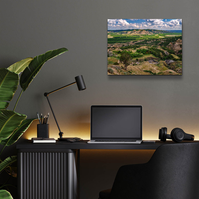 Art mural en verre Latitude Run® «Oxbow Overlook» par Rick Berk, H 12 po x l 16 po x P 0,13 po