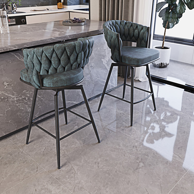 Ensemble de tabourets de bar 26 po en suède tissé 26 po