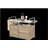 Outdoor bar table, wicker bar cart with cabinet, top deck service cart, with ice bin, lockable wheels, side basket for garden, poolside, and backyard, beige-96764675