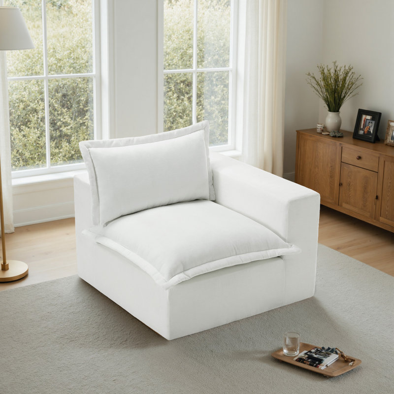 Upholstered Armchair, White 