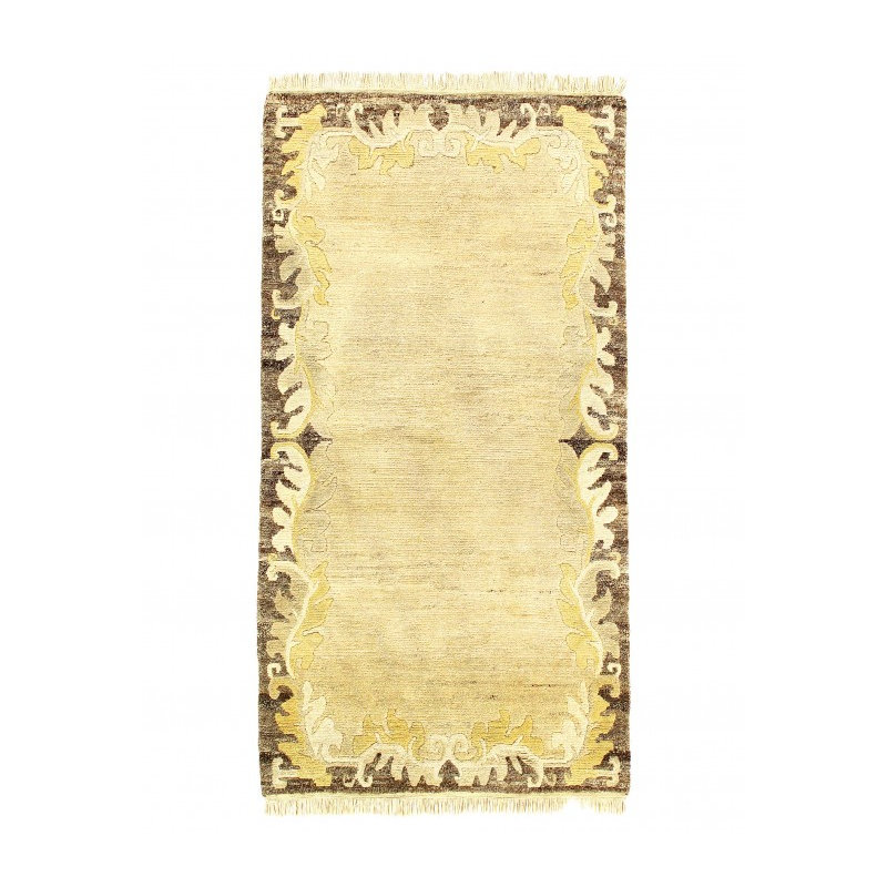 Cepero Hand Knotted Wool Abstract Area Rug in Ivory