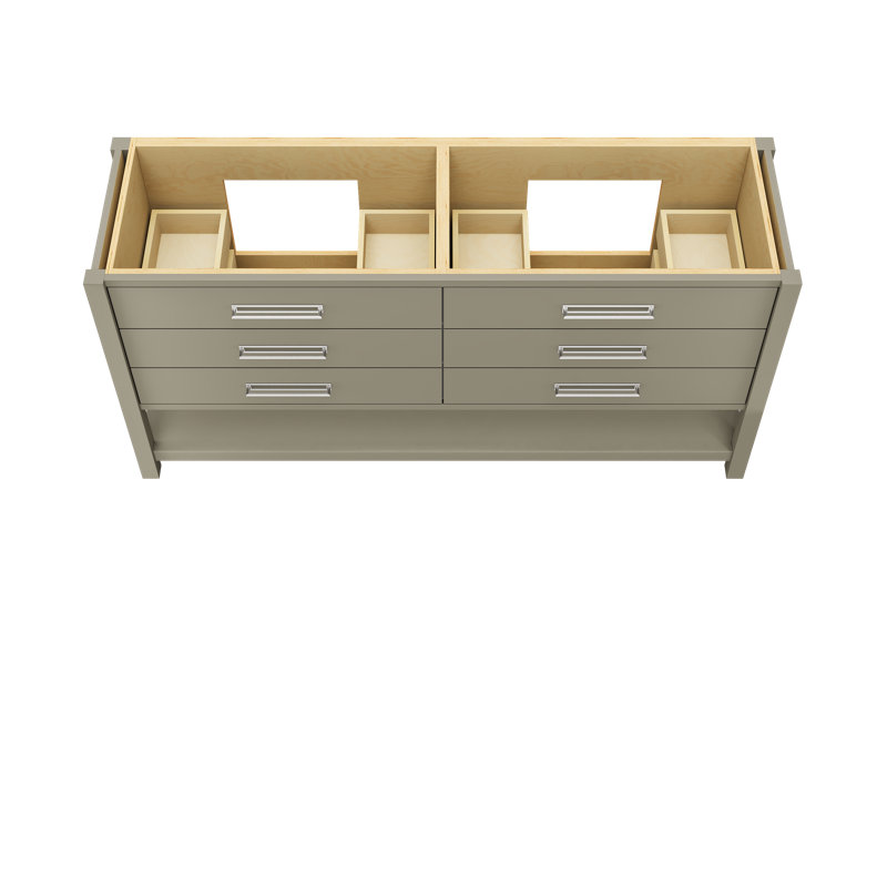 Kiawah Double Drawer Bath Vanity, French Olive, Polished Chrome, 72"