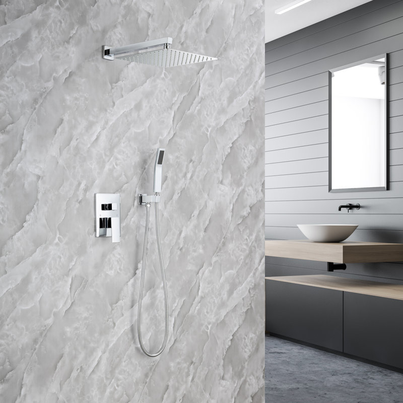 Complete Shower System with Rough-in Valve, Brushed Gold