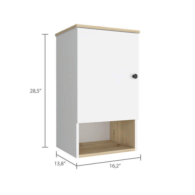 Light Oak and White 1-Shelf Medicine Cabinet