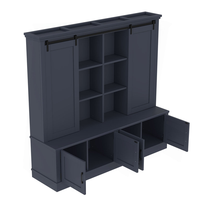 L'armoire de hall d'entrée multifonctionnelle comporte des rails coulissants pour un grand espace de rangement, combinant intelligemment une unité de rangement avec un design de hall d'entrée en forme d'arbre. Idéal pour les salons et les couloirs