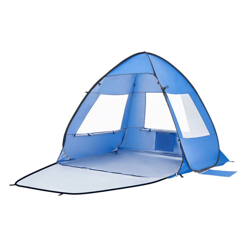 Abri de plage pour 2 personnes, protection UPF 50+, toile d'ombrage portable avec sac de transport et poches de sable, parasol de plage léger et facile à installer pour le camping