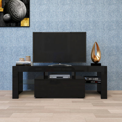 Meuble télé moderne pour téléviseur de 70 po Antwann, centre de divertissement en bois avec 2 armoires, assemblage rapide