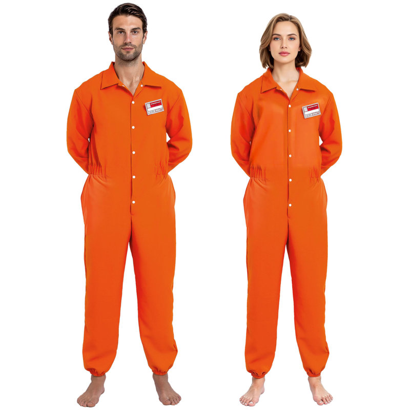 Orange Prisoner Jumpsuit Costume Men L, L