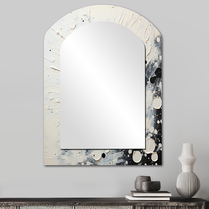 Décoration murale gris gris Mid Century Minimalist Wave - Minimalisme arche, grand miroir asymétrique gris, 34 po x 25 po