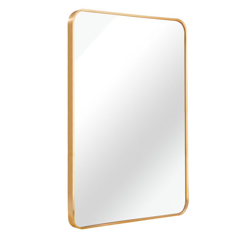 Miroir mural de salle de bain rectangulaire 24 po x 36 po avec cadre en aluminium rouille, miroir transparent de 4 mm de hauteur, film incassable, alliage facile à installer, simple et rapide