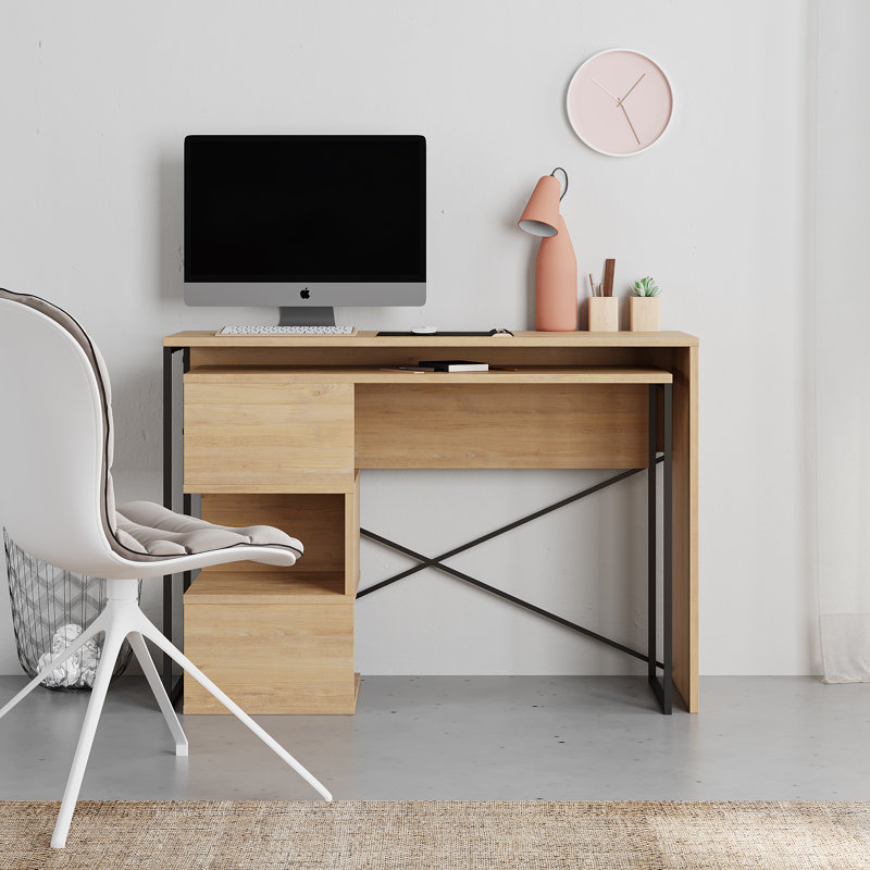 Claverton 110cm Wide Rectangle Writing Desk with Smart Storage, Natural