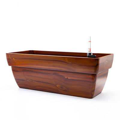 7.8 In. Self-Watering Pot - Dark Wood Style, All-Weather , Drainage Option, Easy Build, 23" X 10" 8.3", Observe Water Level Plastic In., Characteristic, Weather Structure, Assembly Required, Track