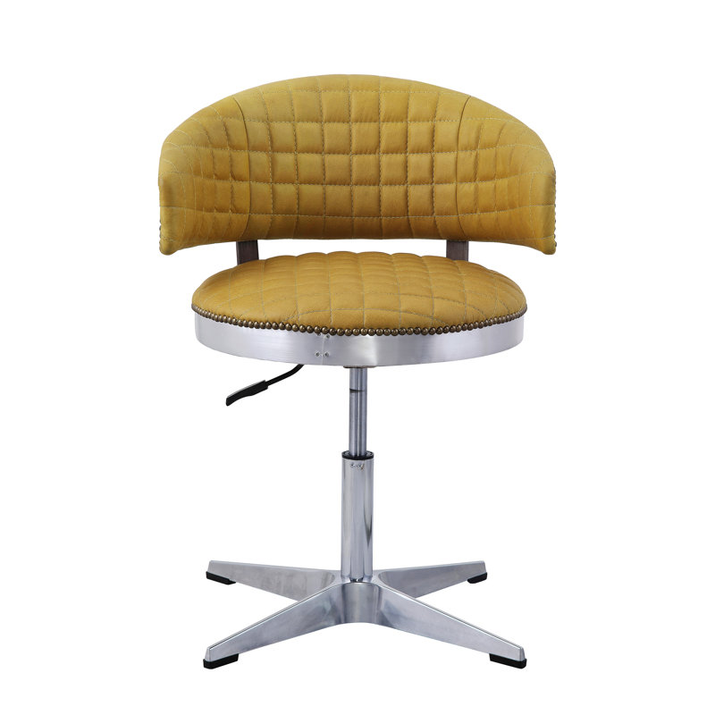 Chrome Adjustable Swivel Stool with Tufted Back
