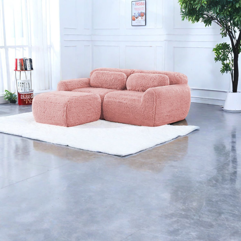 Canapé modulaire rose confortable, tissu moelleux, conception moderne pour les chambres à coucher