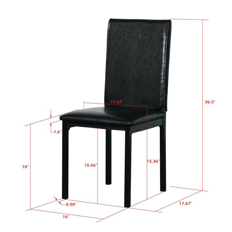 4 sièges de salle à manger, cadres en métal, revêtement en vinyle brun foncé, résistance de soutien de 250 lb, conception industrielle moderne, projet d'assemblage facile, rembourrage doux pour le confort, coussins de protection ergonomiques en métal