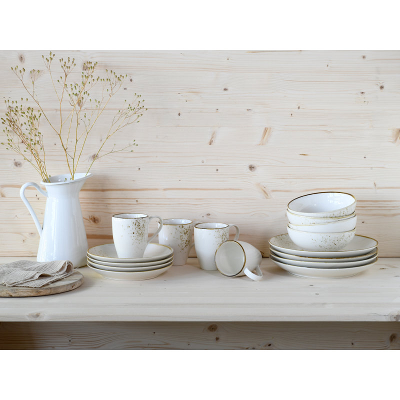 NATURE COLLECTION Piece Porcelain China Dinnerware Set - Service for 4