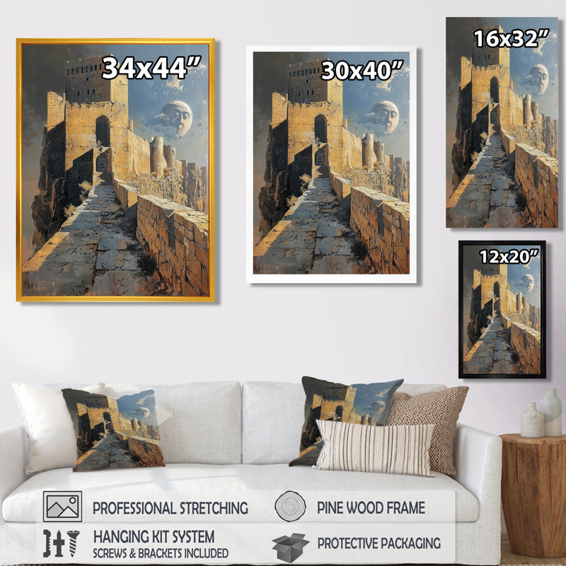 Babylone ancien bastion Fortress II - Fortress Wall Art Living Room, H 44 po x l 34 po x P 1,5 po