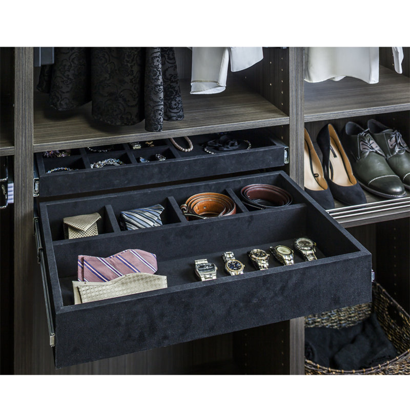 Wood Jewelry Organizer Tray + Drawers, Black