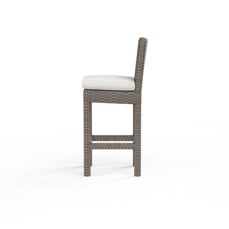 Emerald II Outdoor Bar Stool, Bar Stool (30" Seat Height), Dark Brown, Canvas Natural Sunbrella®