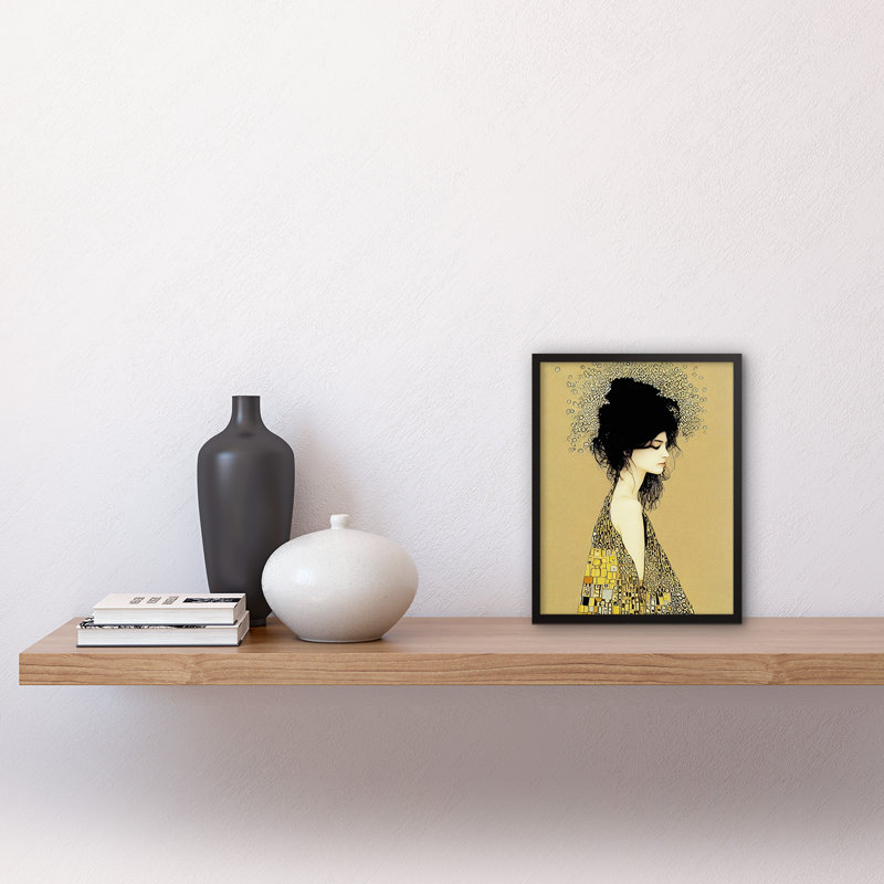 Klimt Style Woman in Multi Coloured Shawl 1 Piece Single Picture Frame Wall Art