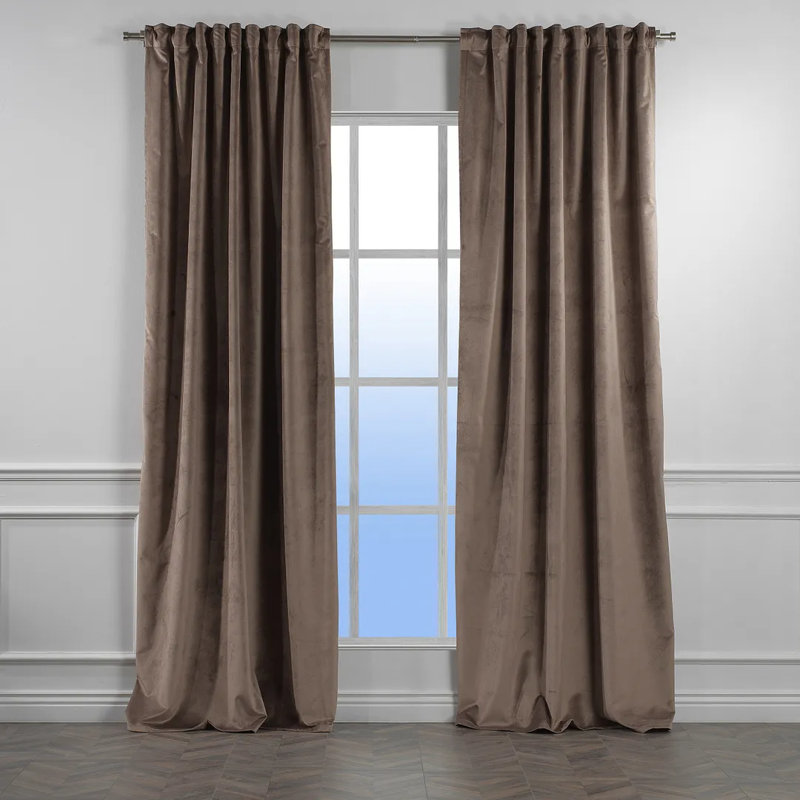 Rideau simple extra long et extra large en velours mat luxueux, 22 cappuccino, L 52 po x L 84 po