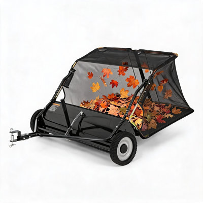 52‑Inch Tow‑Behind Lawn Sweeper with 33.55 Cu.Ft. Hopper, Tool‑Free Height Adjustment, Foldable Storage for Large Lawn and Property Maintenance
