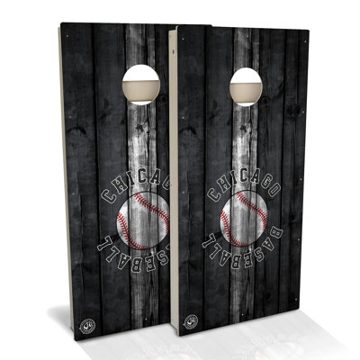 Chicago W Baseball Cornhole Board Set | Includes (2) Boards, (8) Bags & Optional Accessories