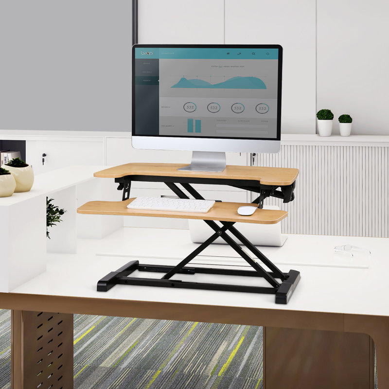 Murray Home Office Standing Desk Converter, Beige/Black, 19.6" H x 28" W x 24.9" D