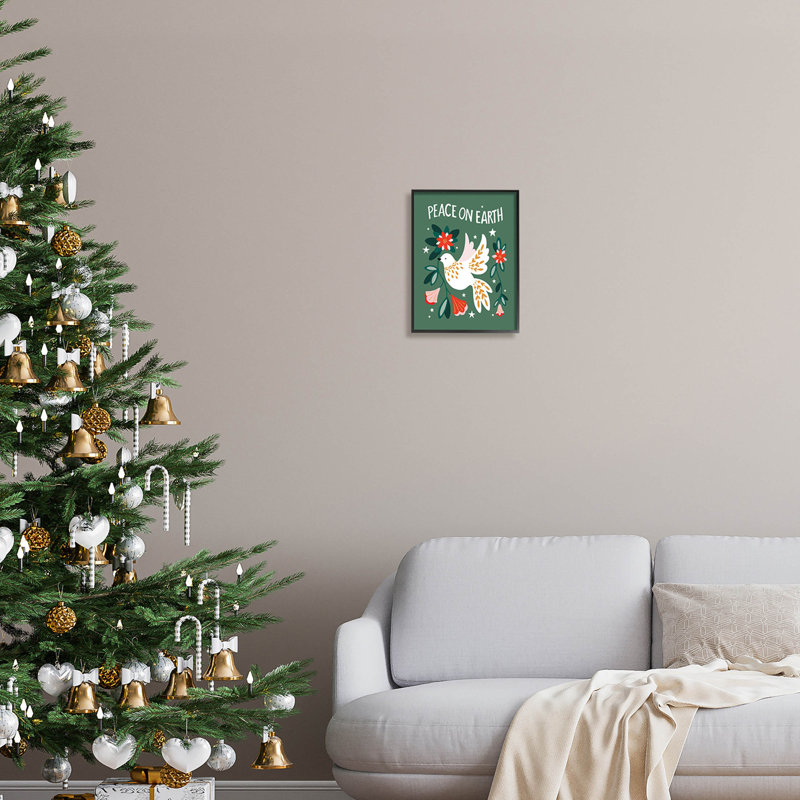 Paix sur terre, floral at-187, Giclée encadrée noir minuit, H 14 po x l 11 po x P 1,5 po