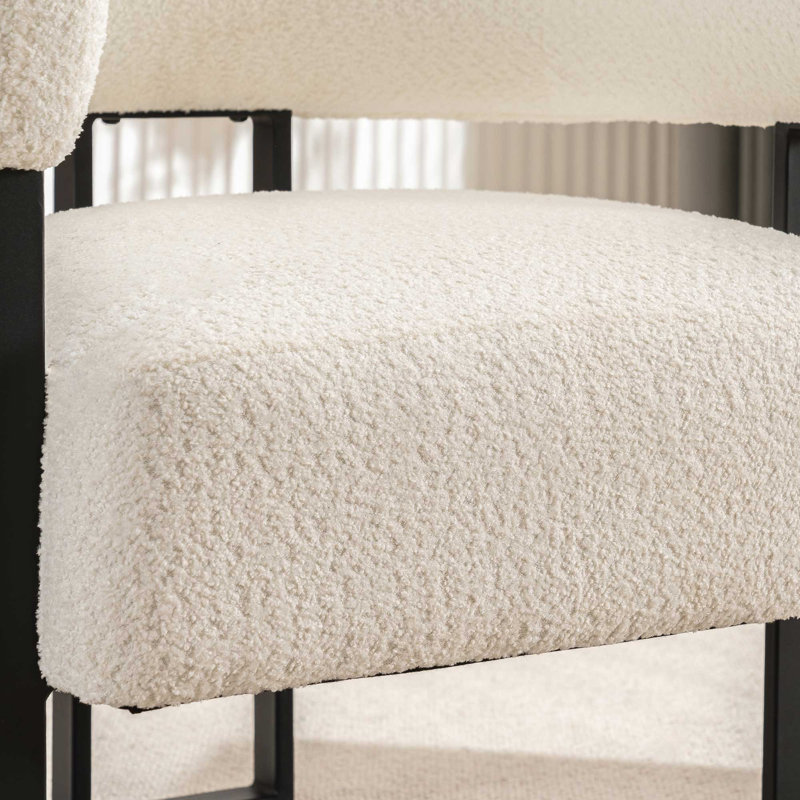 Fauteuil d'appoint à oreilles Macao, Blanc cassé
