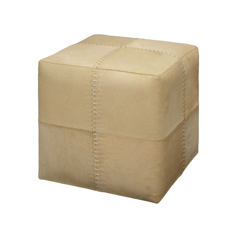 Cream Hide Ottoman, Small, Cream