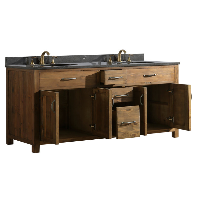 Burtondale 71'' Double Bathroom Vanity Base Only in Walnut