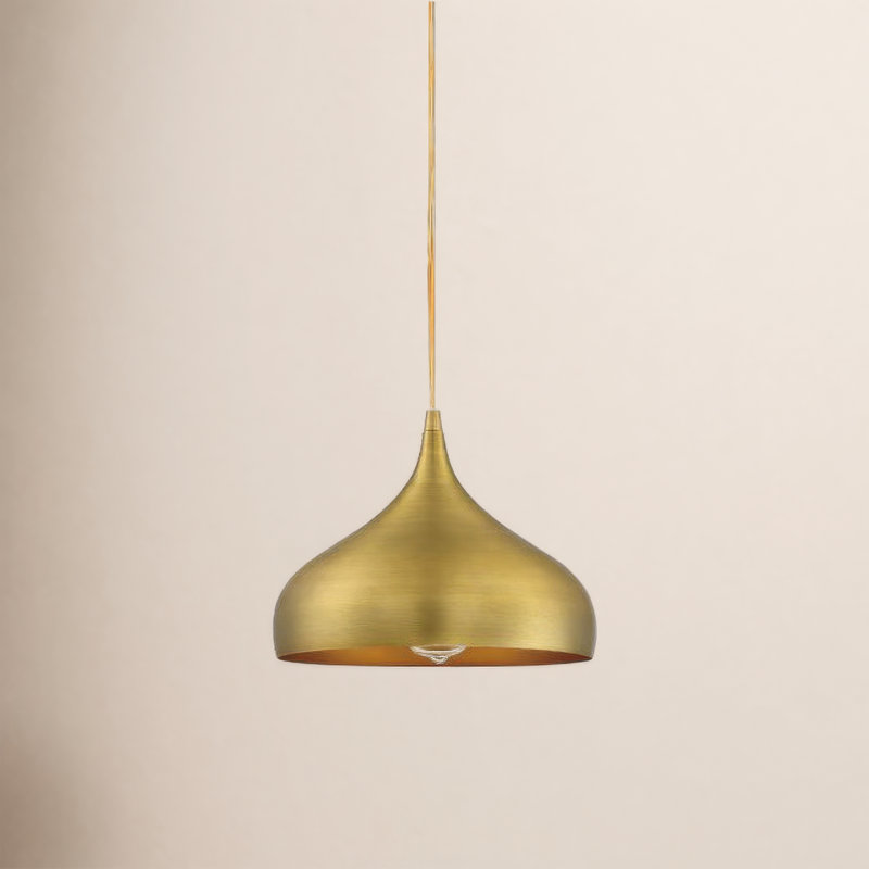 Marselia 1 - Light Single Dome Pendant in Natural Brass, Natural Brass